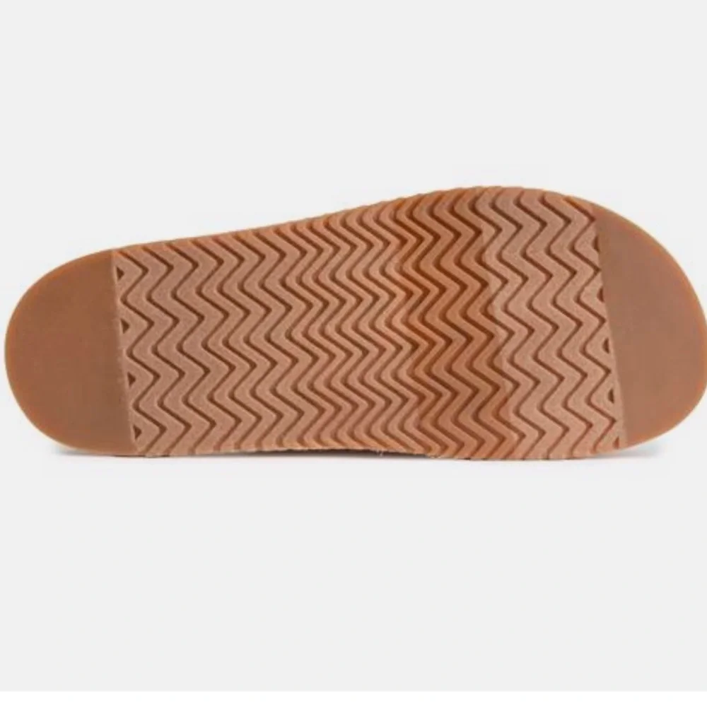 TOMS Silver Iridescent Leather‎ Woven Trim Paloma Platform Slide